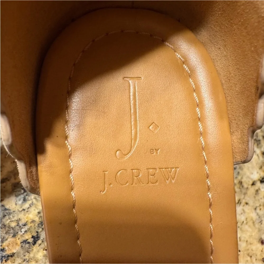 J by J. Crew scalloped tan suede platform espadrilles Size 10.5